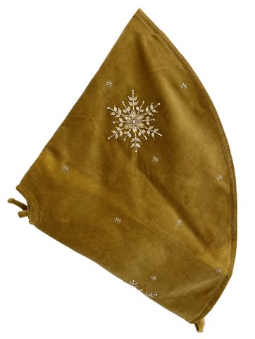 shishi Velvet tree skirt mustard beaded silver