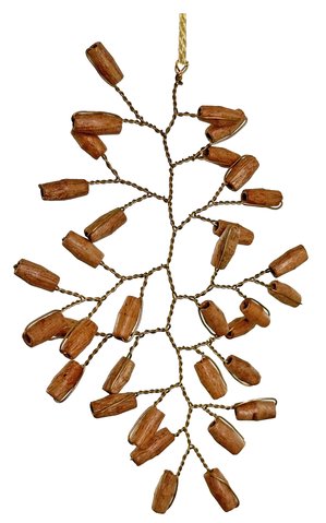 shishi Wood bead wire leaf ornament brown 10cm