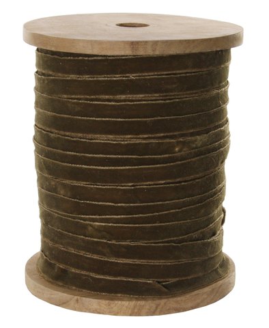 shishi Velvet 10mm ribbon on spool olive green 100m