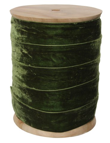 shishi Velvet ribbon 50mm on wooden spool 100m green