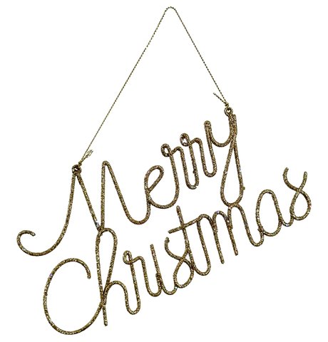 shishi Wire Merry Christmas ornament gold glitter 17cm