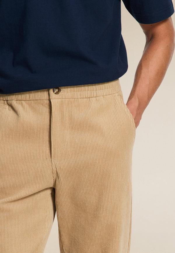 Shiwi ALAN Corduroy Straight Fit Trousers Beige Clay
