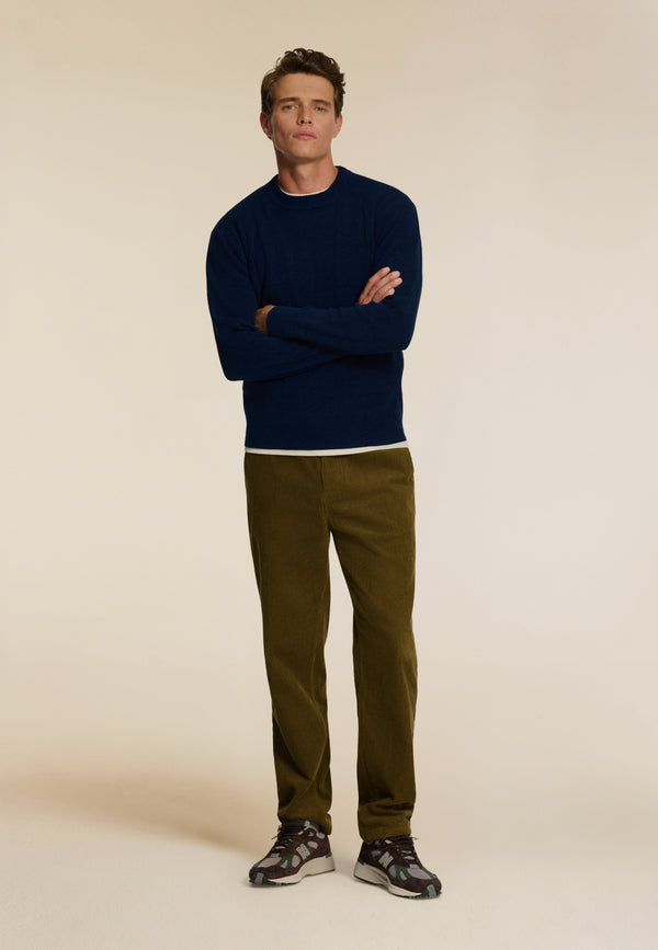 Shiwi ALAN Corduroy Straight Fit Trousers Green Olive