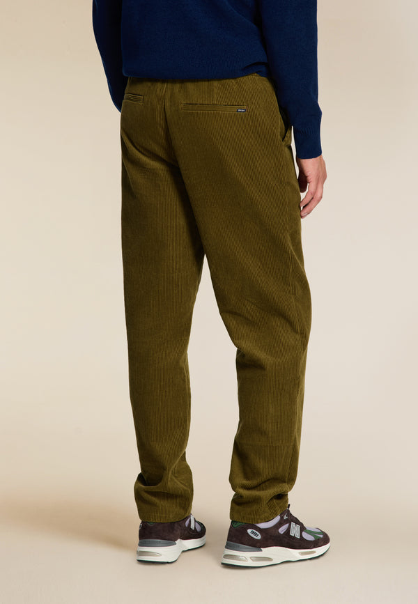 Shiwi ALAN Corduroy Straight Fit Trousers Green Olive