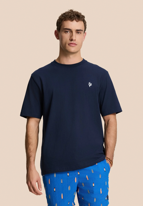 Shiwi FINN Relaxed T-shirt Coral Logo Blue Dark Navy