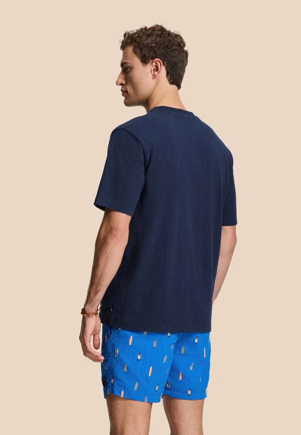 Shiwi FINN Relaxed T-shirt Coral Logo Blue Dark Navy