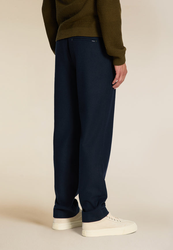 Shiwi FORD Wool Blend Straight Fit Trousers Dark Navy