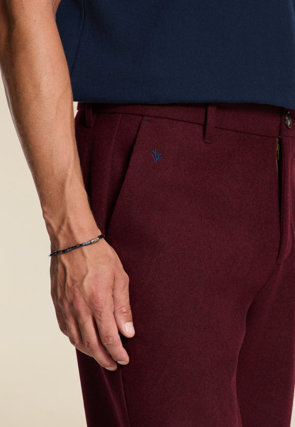 Shiwi FORD Wool Blend Straight Fit Trousers Red Earth