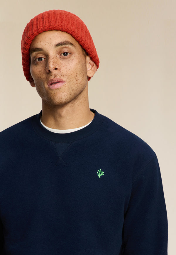 Shiwi KYLE Relaxed Fit Coral Logo Sweater Dark Navy