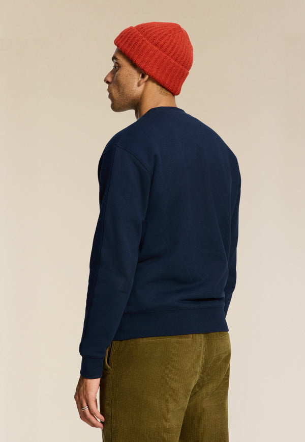 Shiwi KYLE Relaxed Fit Coral Logo Sweater Dark Navy