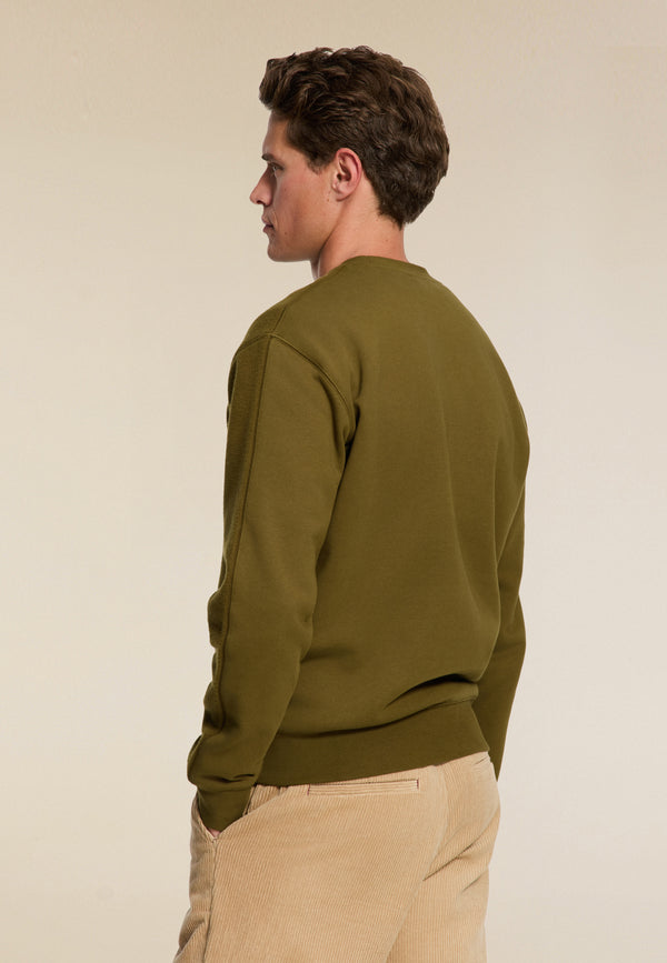 Shiwi KYLE Relaxed Fit Coral Logo Sweater Green Olive