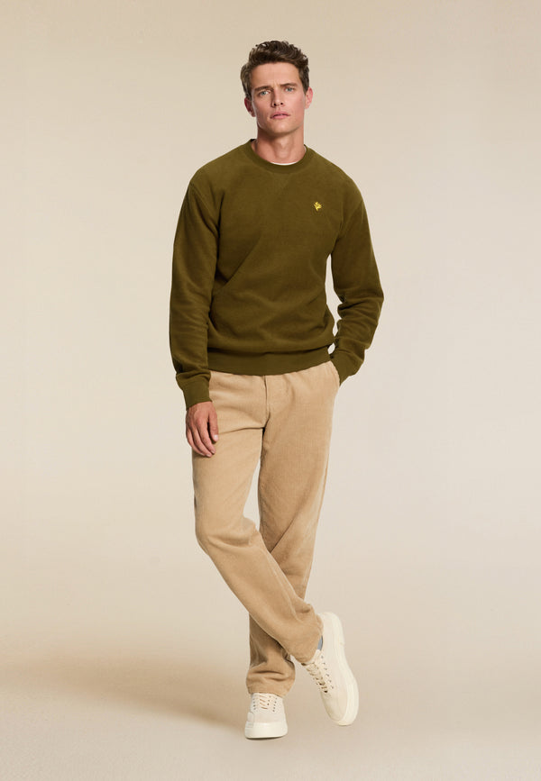 Shiwi KYLE Relaxed Fit Coral Logo Sweater Green Olive