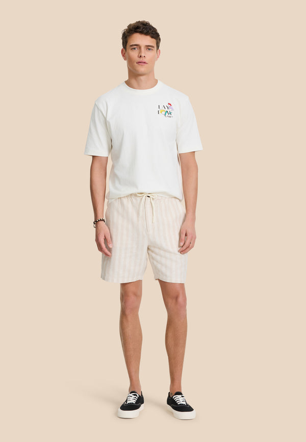 Shiwi LEWIS Linen Shorts Yarn Dye Stripes Beige Sand Stripes
