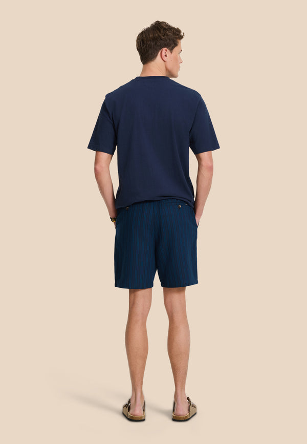 Shiwi LEWIS Linen Shorts Yarn Dye Stripes Blue Dark Navy Stripes