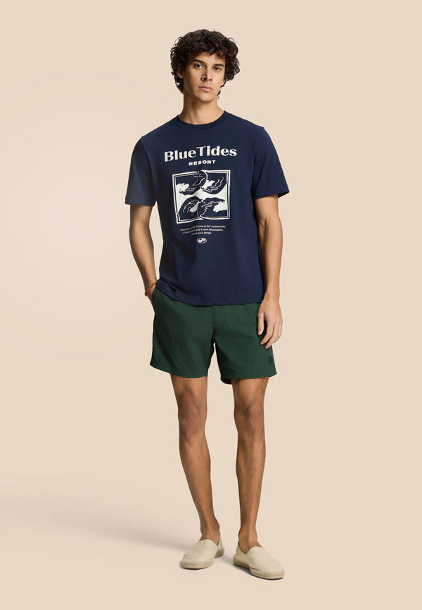 Shiwi LIAM Regular T-shirt Blue Tides Blue Dark Navy