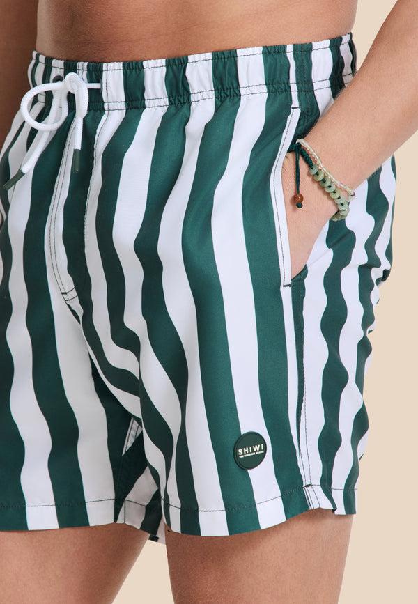 Shiwi MAC Swim Shorts Broad Stripe Green Leaf Stripe