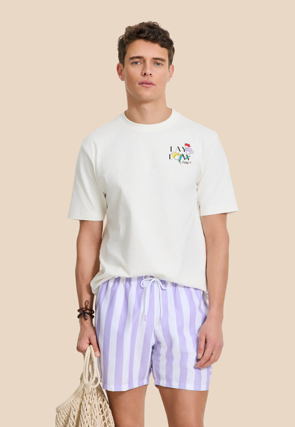 shiwi MAC swim shorts broad stripe purple rose stripe