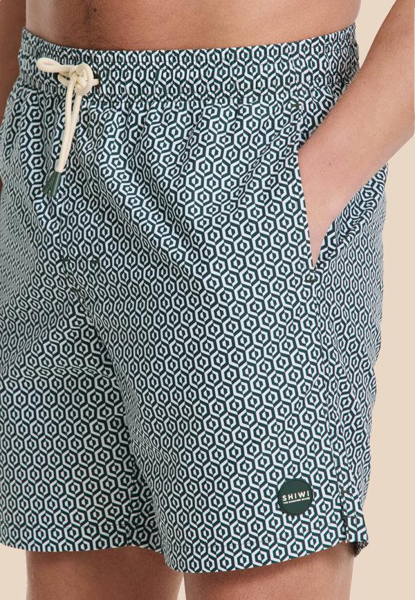 Shiwi MIKE Swim Shorts Geo Tile Green Leaf Geo Tile
