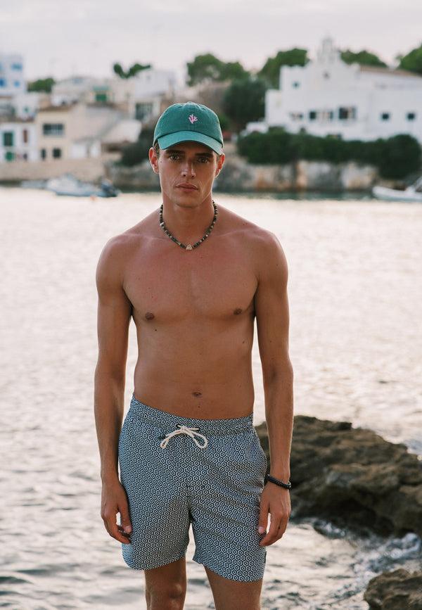 shiwi MIKE swim shorts geo tile Green leaf geo tile