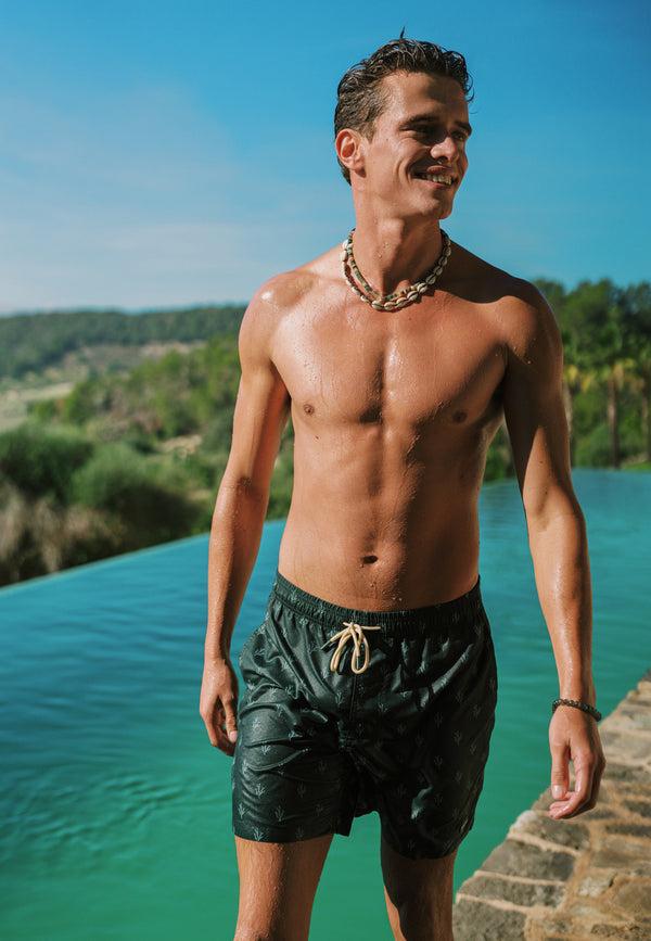 shiwi MIKE swim shorts sketched coral Green leaf sketched coral