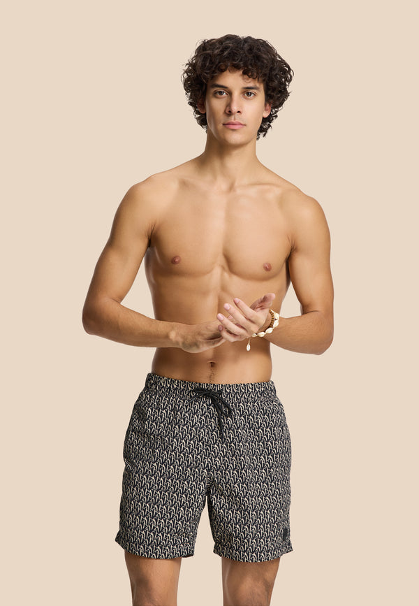 Shiwi NICK QUICK DRY Swim Shorts Wavy Coral Black Wavy Coral