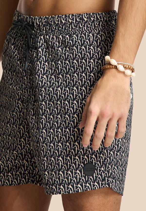 Shiwi NICK QUICK DRY Swim Shorts Wavy Coral Black Wavy Coral