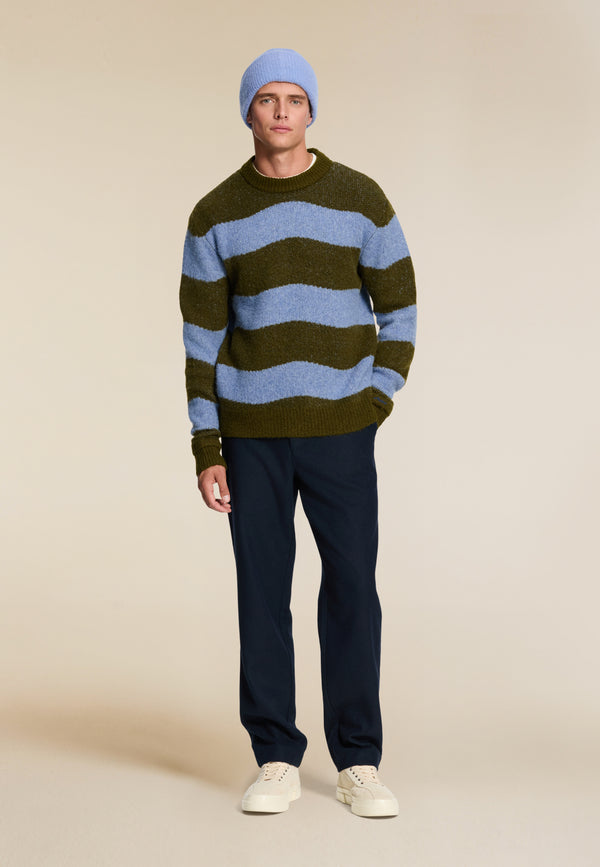 Shiwi PIKE Relaxed Fit Wave Pullover Green Blue Wave