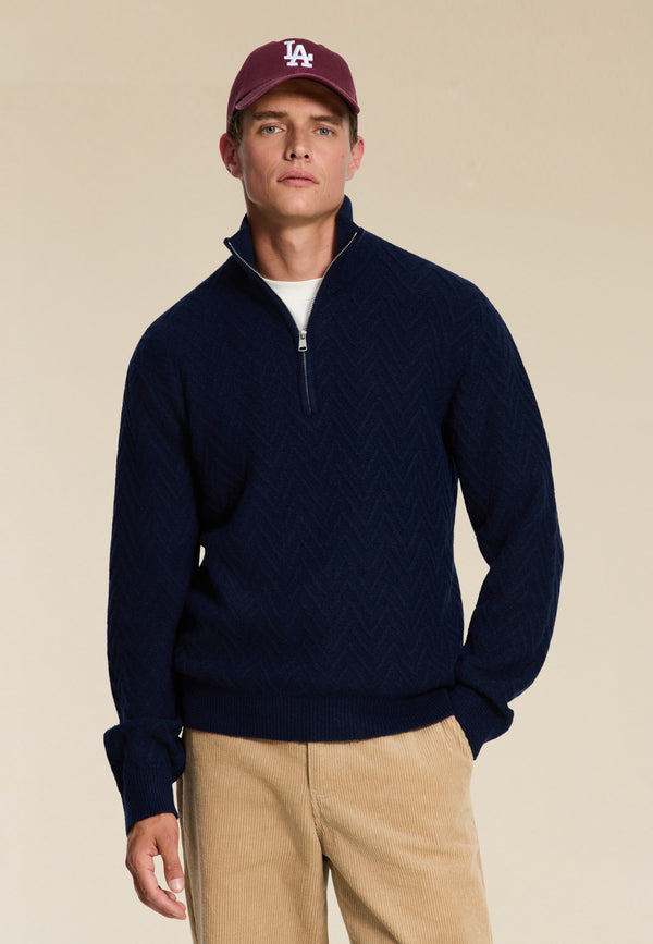 Shiwi PIKE Relaxed Fit Zigzag Pullover Blue Dark Navy
