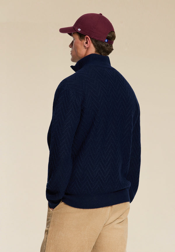 Shiwi PIKE Relaxed Fit Zigzag Pullover Blue Dark Navy