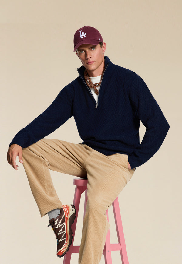 shiwi PIKE relaxed fit zigzag pullover Blue dark navy