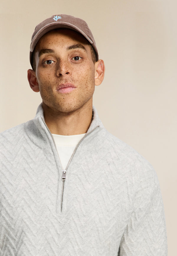 Shiwi PIKE Relaxed Fit Zigzag Pullover Light Grey Melange