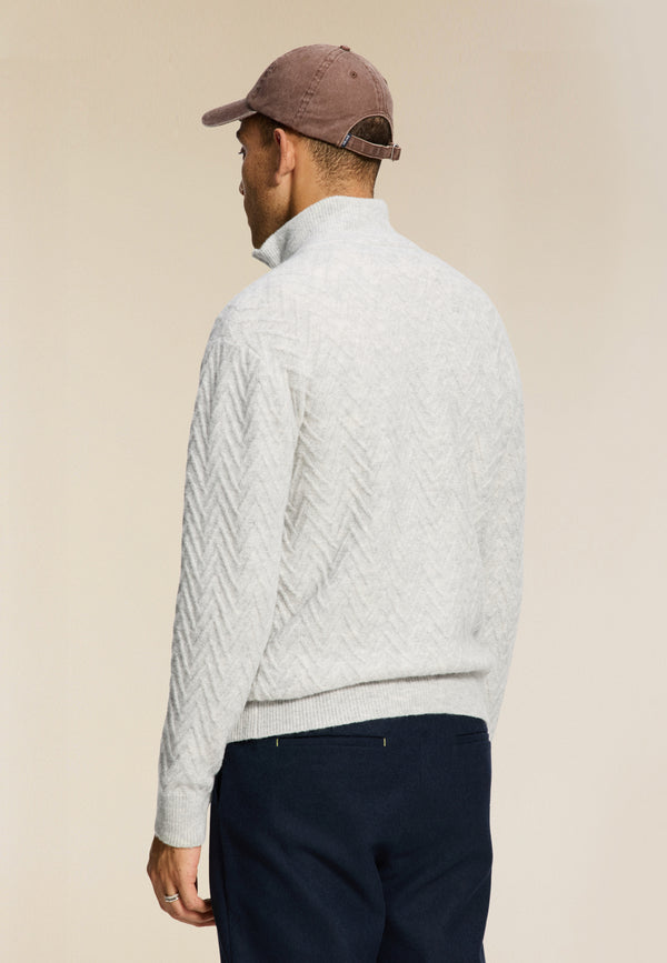 Shiwi PIKE Relaxed Fit Zigzag Pullover Light Grey Melange