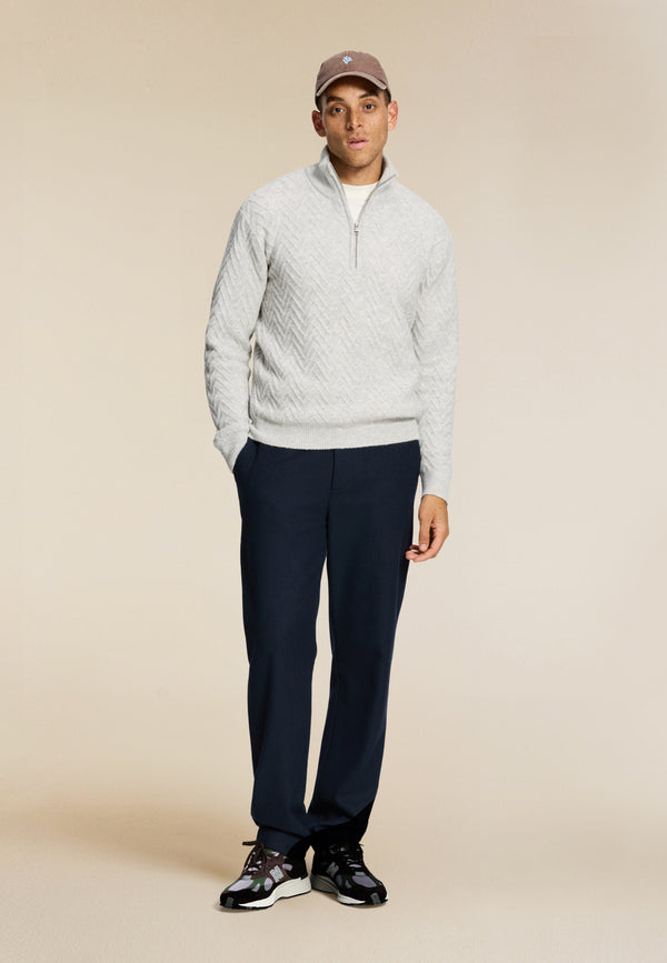 Shiwi PIKE Relaxed Fit Zigzag Pullover Light Grey Melange