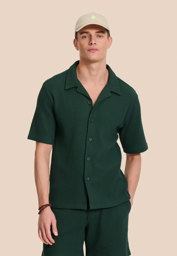 shiwi DEAN waffle structure shortsleeve green leaf
