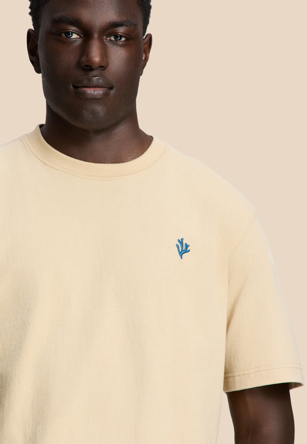 Shiwi FINN Relaxed T-shirt Coral Logo Beige Sand