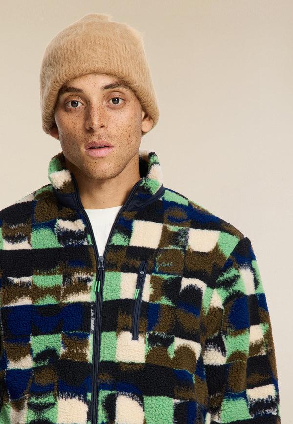 Shiwi LEE Geo Quilt Teddy Jacket Green Olive