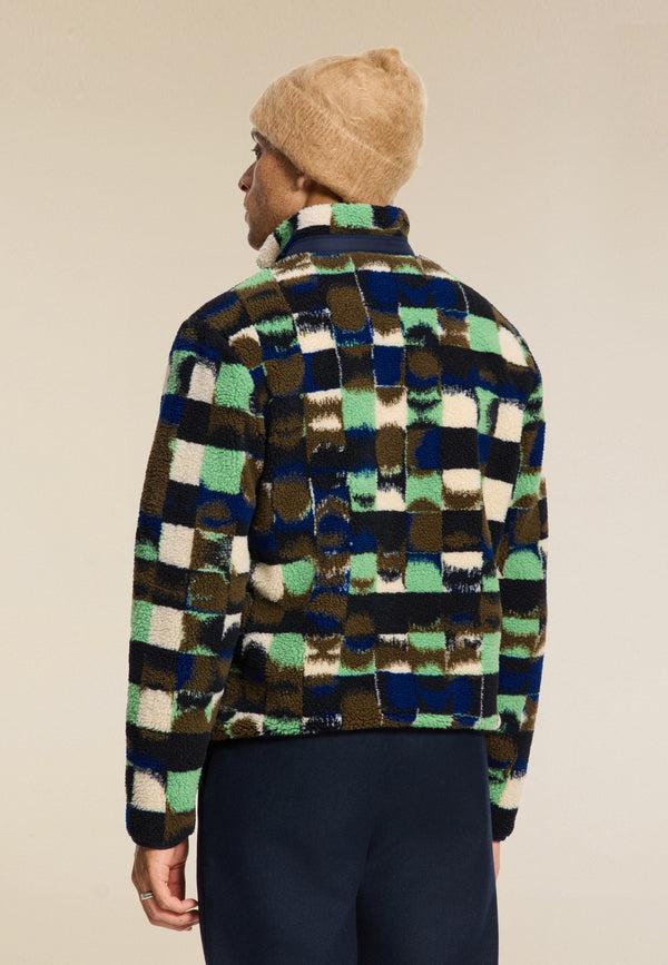 Shiwi LEE Geo Quilt Teddy Jacket Green Olive