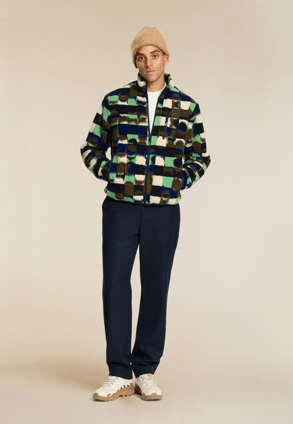 Shiwi LEE Geo Quilt Teddy Jacket Green Olive