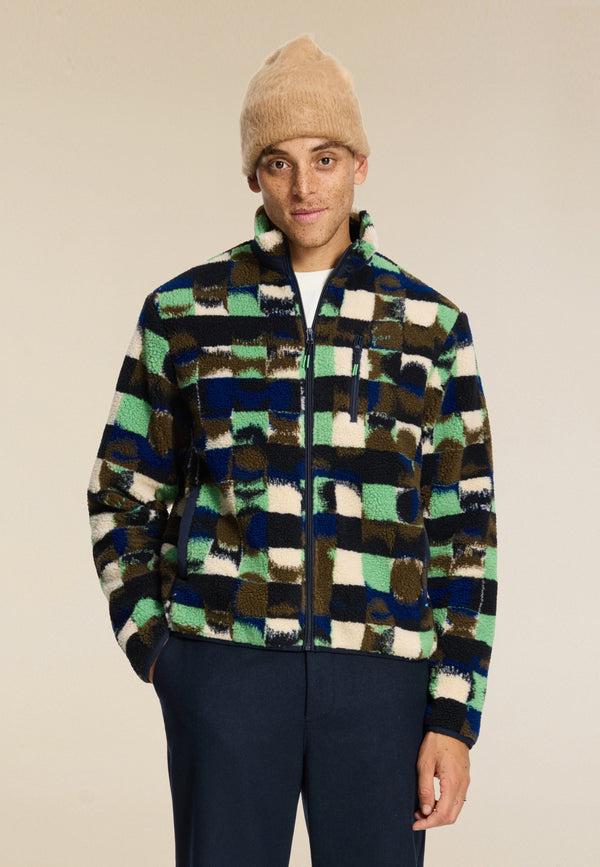 shiwi LEE geo quilt teddy jacket Green olive