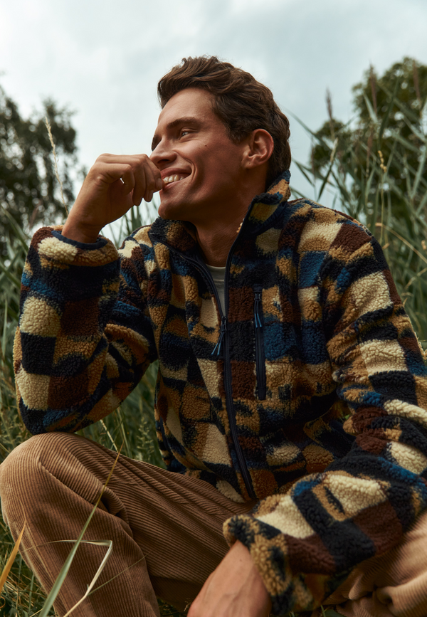 shiwi LEE geo quilt teddy jacket Red earth