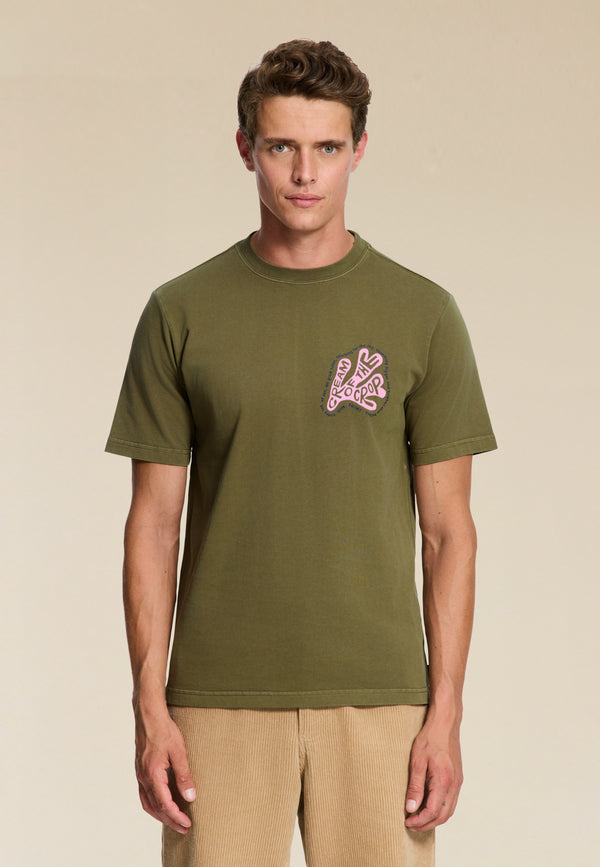 shiwi LIAM regular fit coral text t-shirt