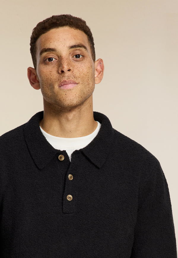 Shiwi PENN Regular Fit Boucle Polo Black