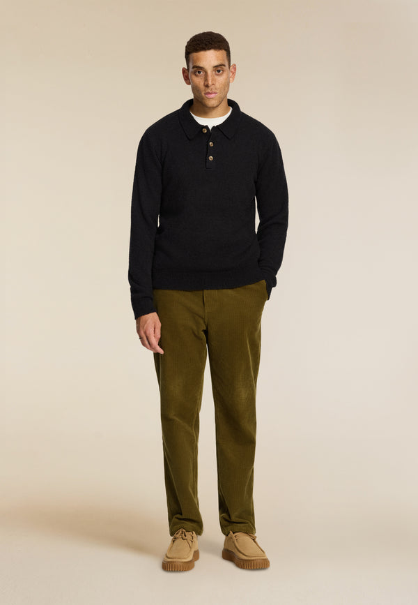 Shiwi PENN Regular Fit Boucle Polo Black
