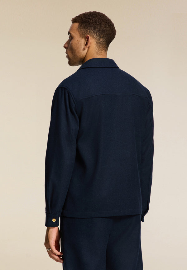 Shiwi STAN Wool Blend Long Sleeve Shirt Blue Dark Navy