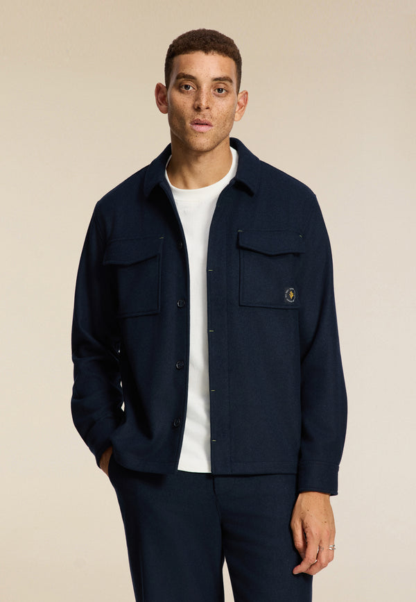 shiwi STAN wool blend long sleeve shirt Blue dark navy