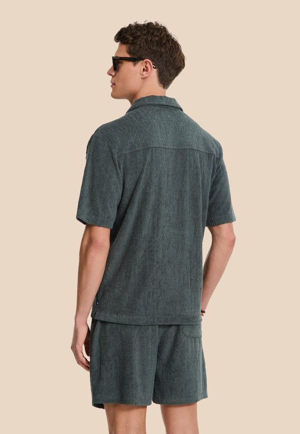 Shiwi TED Short Sleeve Shirt Geo Sun Green Smokey Geo Sun