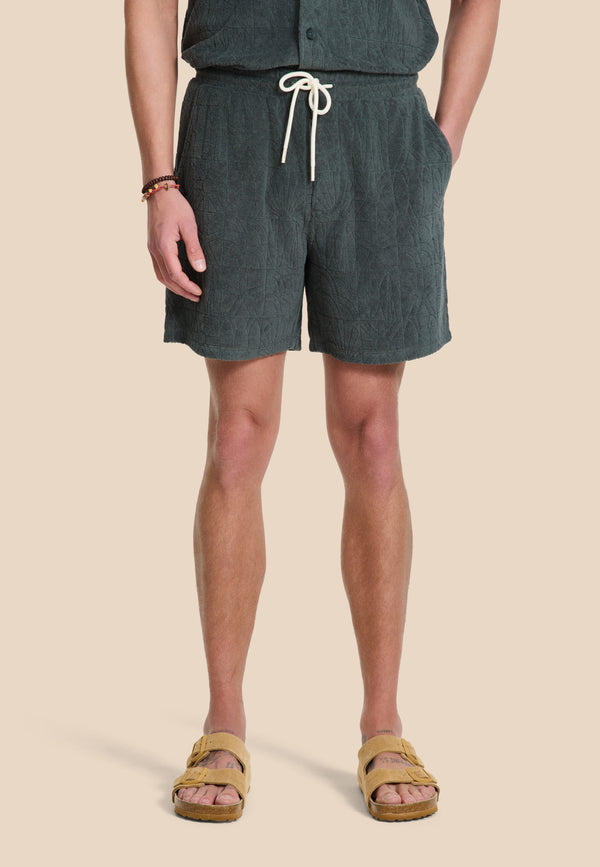 Shiwi TONY Toweling Shorts Geo Sun Green Smokey Geo Sun