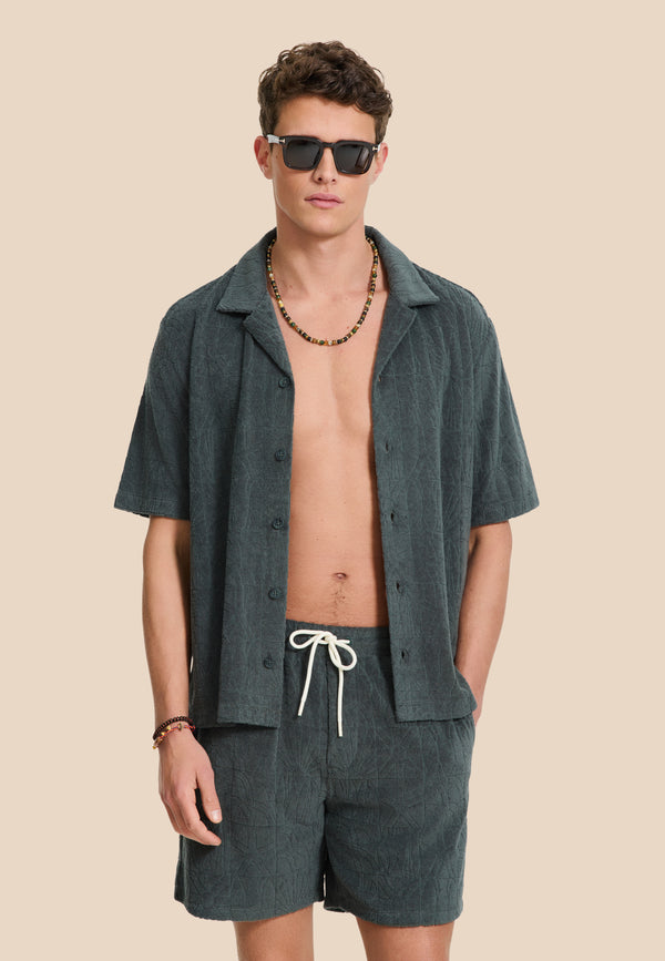 Shiwi TONY Toweling Shorts Geo Sun Green Smokey Geo Sun