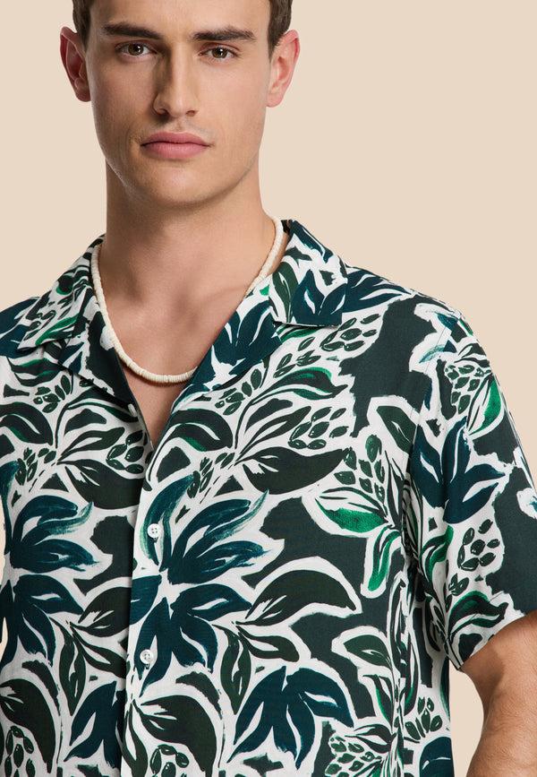 Shiwi VIC Short Sleeve Shirt Floral Leafs Green Floral Leaves