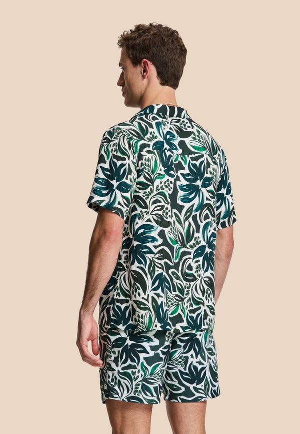 Shiwi VIC Short Sleeve Shirt Floral Leafs Green Floral Leaves